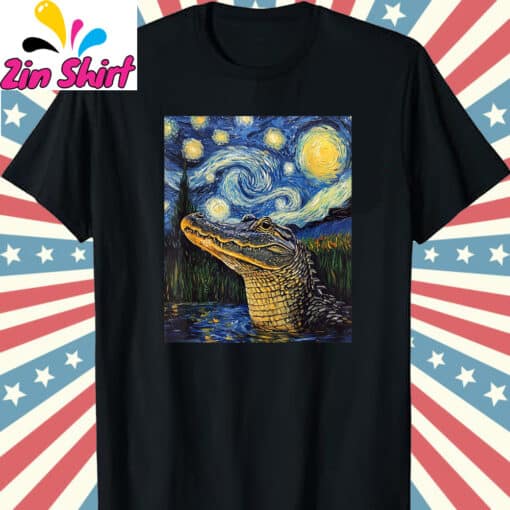 Alligator Alcatraz Van Gogh Style Shirt