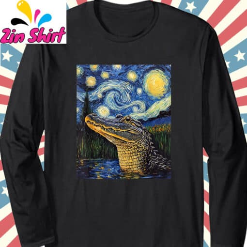 Alligator Alcatraz Van Gogh Style Shirt - Image 3