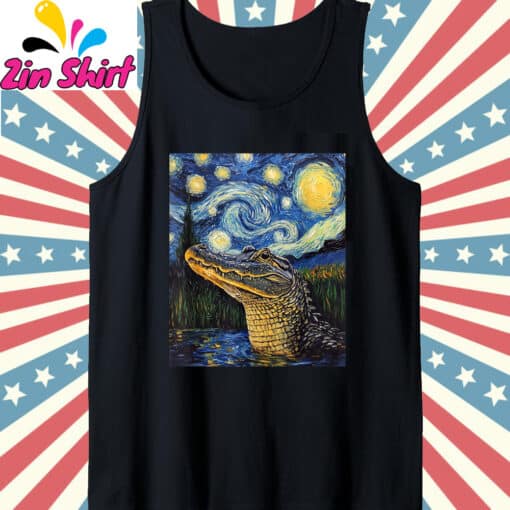 Alligator Alcatraz Van Gogh Style Shirt - Image 4