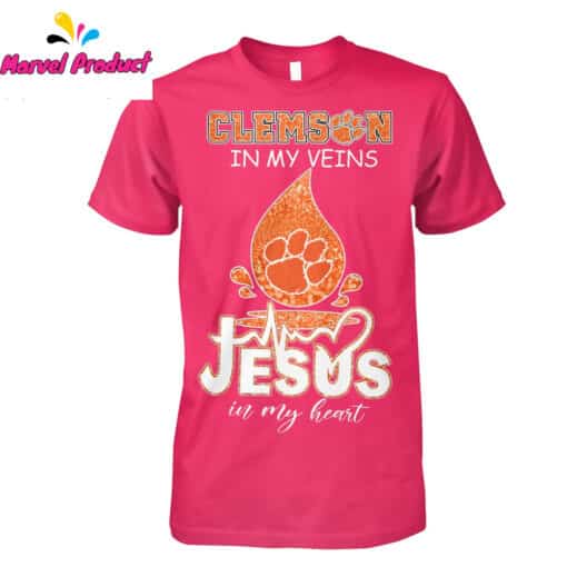 Clemson In My Veins Jesus In My Heart Graphic Shirt" - Image 2