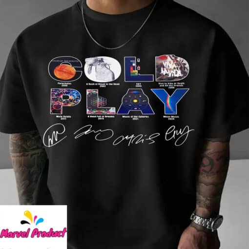 Coldplay Albums Discography Fan Shirt with Signatures