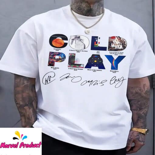 Coldplay Albums Discography Fan Shirt with Signatures - Image 2