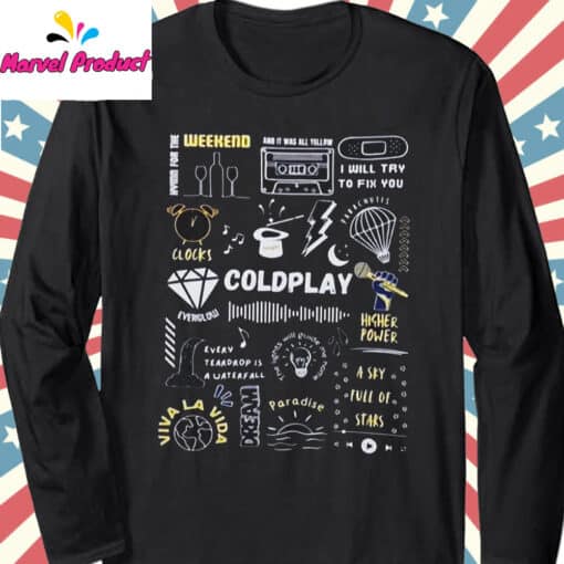 Coldplay Song Titles & Album Art Back Print Fan Shirt - Image 4