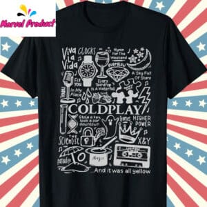 Coldplay Song Titles & Icons Graphic Fan Shirt 12 Coldplay Song Titles Icons Graphic Fan T Shirt Black