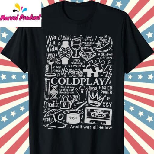 Coldplay Song Titles & Icons Graphic Fan Shirt