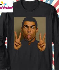 Cristiano Ronaldo Funny Face Graphic Long Sleeve Black