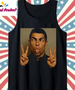 Cristiano Ronaldo Funny Face Graphic Tank Top Black