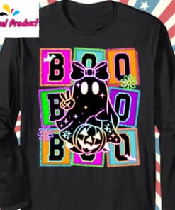 Cute Boo Ghost Coquette Shirt Long Sleeve Black