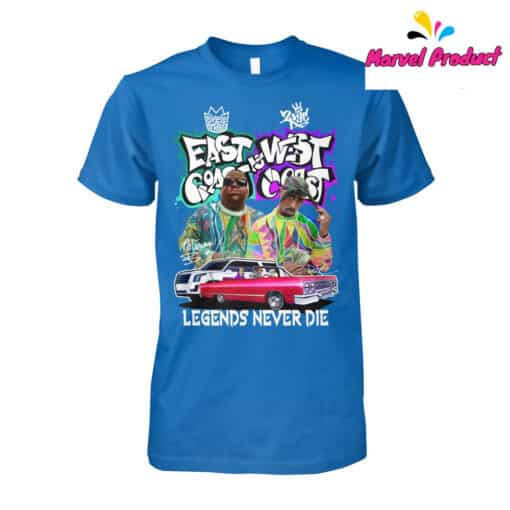 East Vs West Coast Legends Never Die Hip Hop Shirt - Image 3