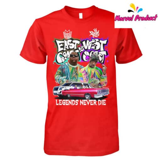 East Vs West Coast Legends Never Die Hip Hop Shirt - Image 4