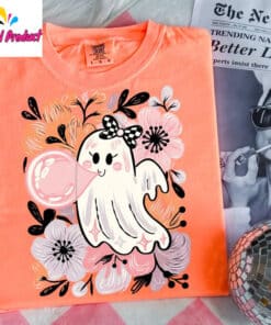 Floral Pink Ghost Halloween Shirt2