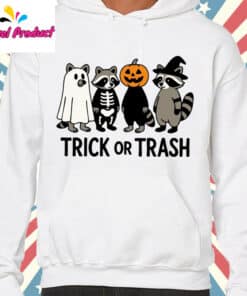 Funny Halloween Trick or Trash Shirt Hoodie White