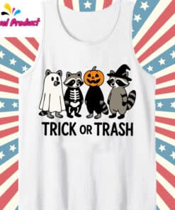 Funny Halloween Trick or Trash Shirt Tank Top White
