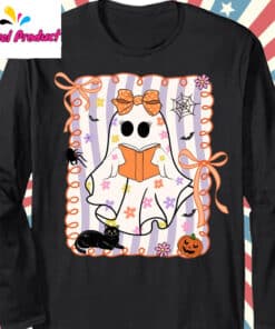 Ghost Reading Books Shirt Long Sleeve Black