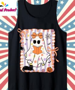 Ghost Reading Books Shirt Tank Top Black