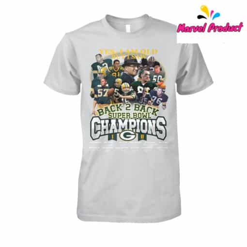 Green Bay Packers Back 2 Back Super Bowl Champions Shirt - Image 2