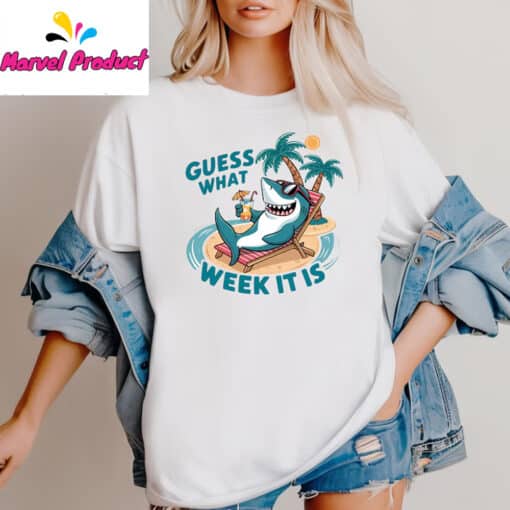 Guess What Week It Is Funny Shark Summer Shirt - Image 2
