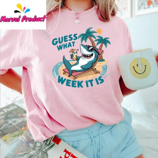 Guess What Week It Is Funny Shark Summer Shirt - Image 3