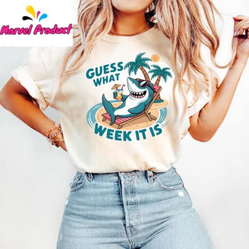 Guess What Week It Is Funny Shark Summer Shirt - Image 4