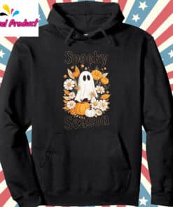 Halloween Floral Ghost Shirt Hoodie Black