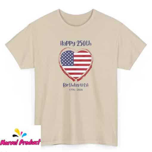 Happy 250th Anniversary American Flag Heart Shirt - Image 2