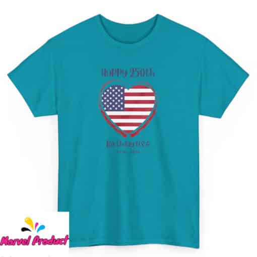 Happy 250th Anniversary American Flag Heart Shirt - Image 3