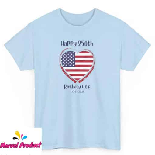 Happy 250th Anniversary American Flag Heart Shirt - Image 4