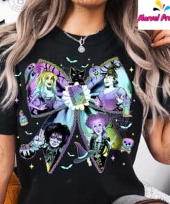 Hocus Pocus Beetlejuice Halloween Bow Graphic Shirt2