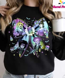 Hocus Pocus Beetlejuice Halloween Bow Graphic Shirt3