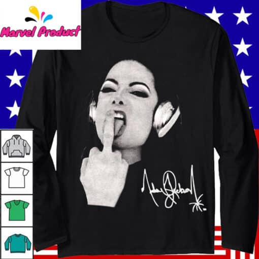 Janet Jackson Middle Finger Headphones Shirt - Image 2