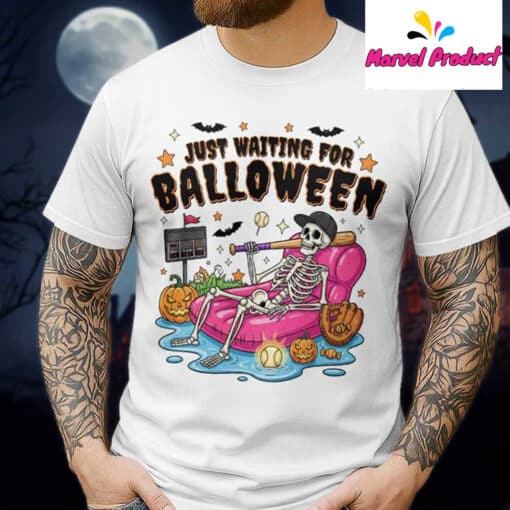 Just Waiting For Balloween Baseball Halloween Shirt - Image 2