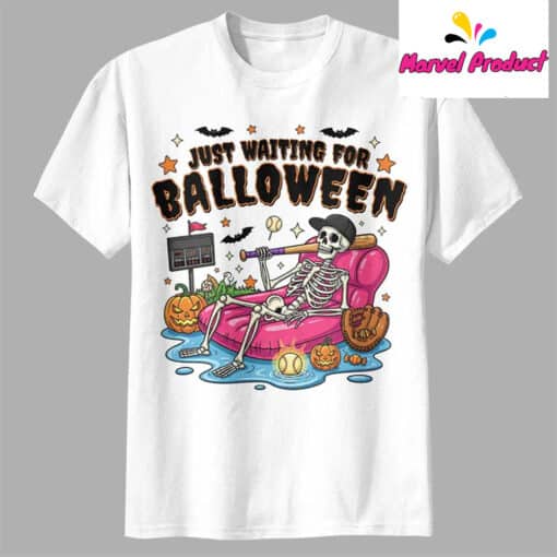 Just Waiting For Balloween Baseball Halloween Shirt - Image 4