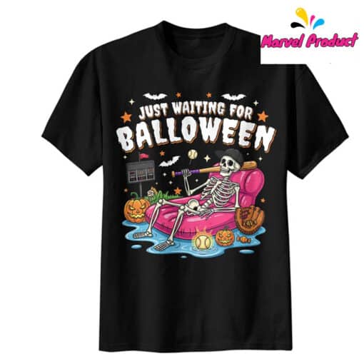 Just Waiting For Balloween Baseball Halloween Shirt