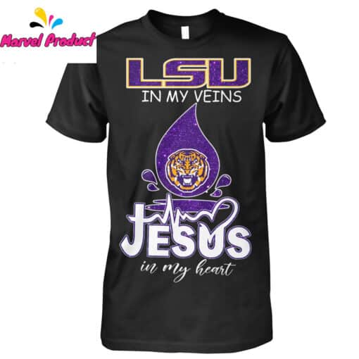 LSU In My Veins Jesus In My Heart Graphic Shirt