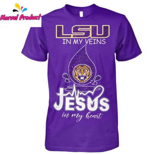 LSU In My Veins Jesus In My Heart Graphic Shirt - Image 2