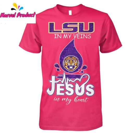 LSU In My Veins Jesus In My Heart Graphic Shirt - Image 3
