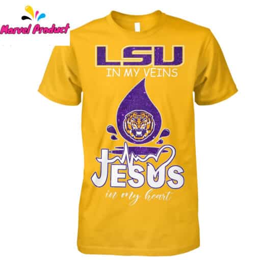 LSU In My Veins Jesus In My Heart Graphic Shirt - Image 4