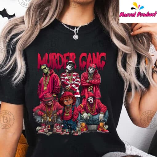 Murder Gang Horror Character Rapper Graphic Shirt - Image 4