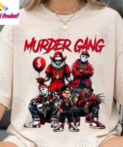 Murder Gang Horror Clown Chucky Graphic Shirt2