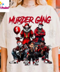 Murder Gang Horror Clown Chucky Graphic Shirt3