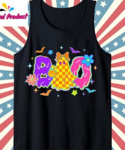 Neon Halloween Ghost Shirt Tank Top Black