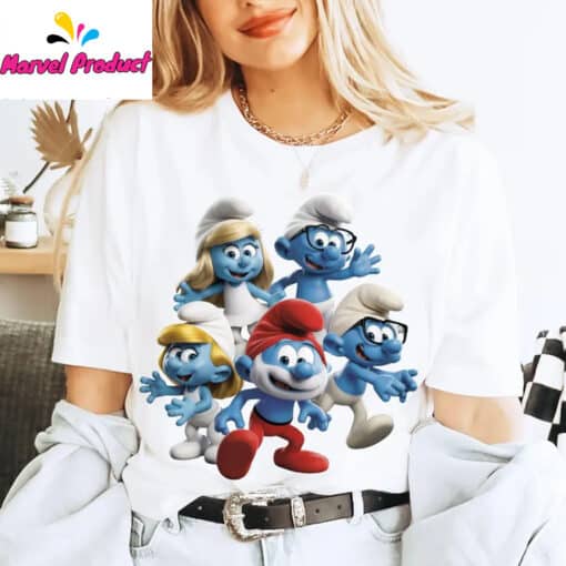 Playful Blue Cartoon Characters Shirt - Image 3