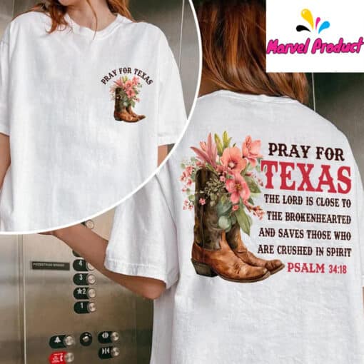 Pray For Texas Cowboy Boot Shirt - Image 2