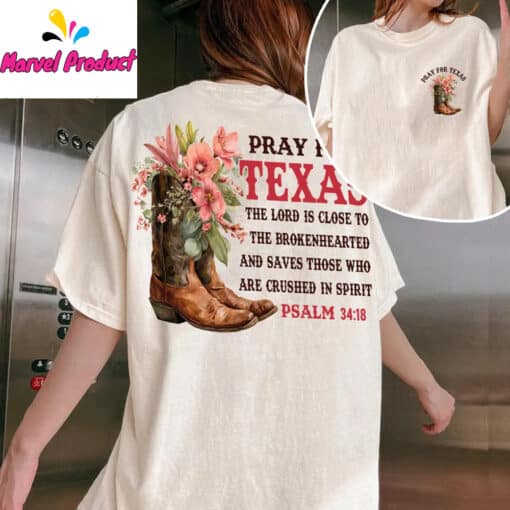 Pray For Texas Cowboy Boot Shirt - Image 3