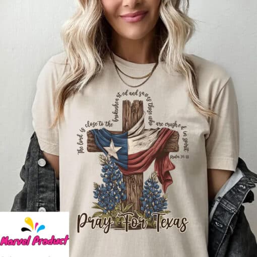 Pray for Texas Christian PSALM 34:18 Shirt - Image 2