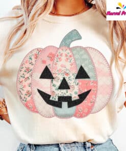 Preppy Floral Pink Pumpkin Shirt2