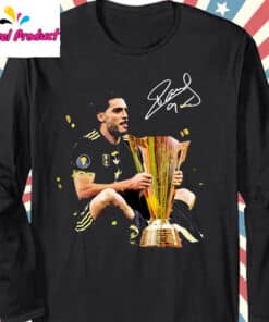 Raul Jimenez Soccer Player with Trophy Long Sleeve Black 1