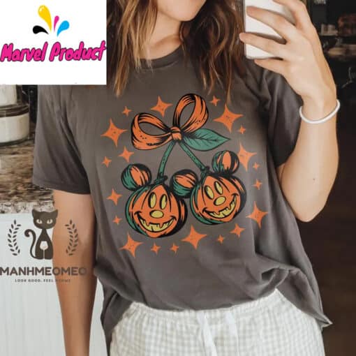 Retro Disney Pumpkin Mickey Shirt - Image 3