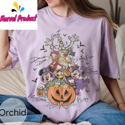 Retro Mickey & Friends with Signs Halloween Shirt - Image 2