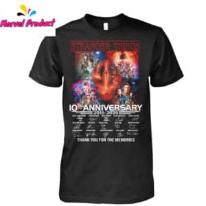 Stranger Things 10th Anniversary 2016-2026 Thank You For The Memories Cast Signatures Shirt 12 Stranger Things 10th Anniversary 2016 2026 Thank You For The Memories Cast Signatures Shirt